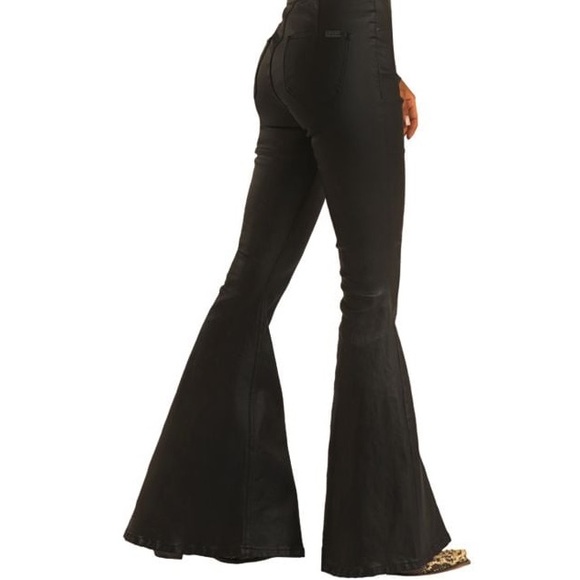 Rock&Roll Denim size 25x36 flare black jeans cowgirl pants - Picture 2 of 10